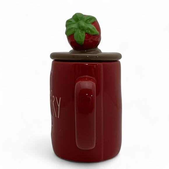 RAE DUNN "I LOVE YOU BERRY MUCH" Lidded Mug Chocolate Strawberry Valentines Day - Picture 2 of 9
